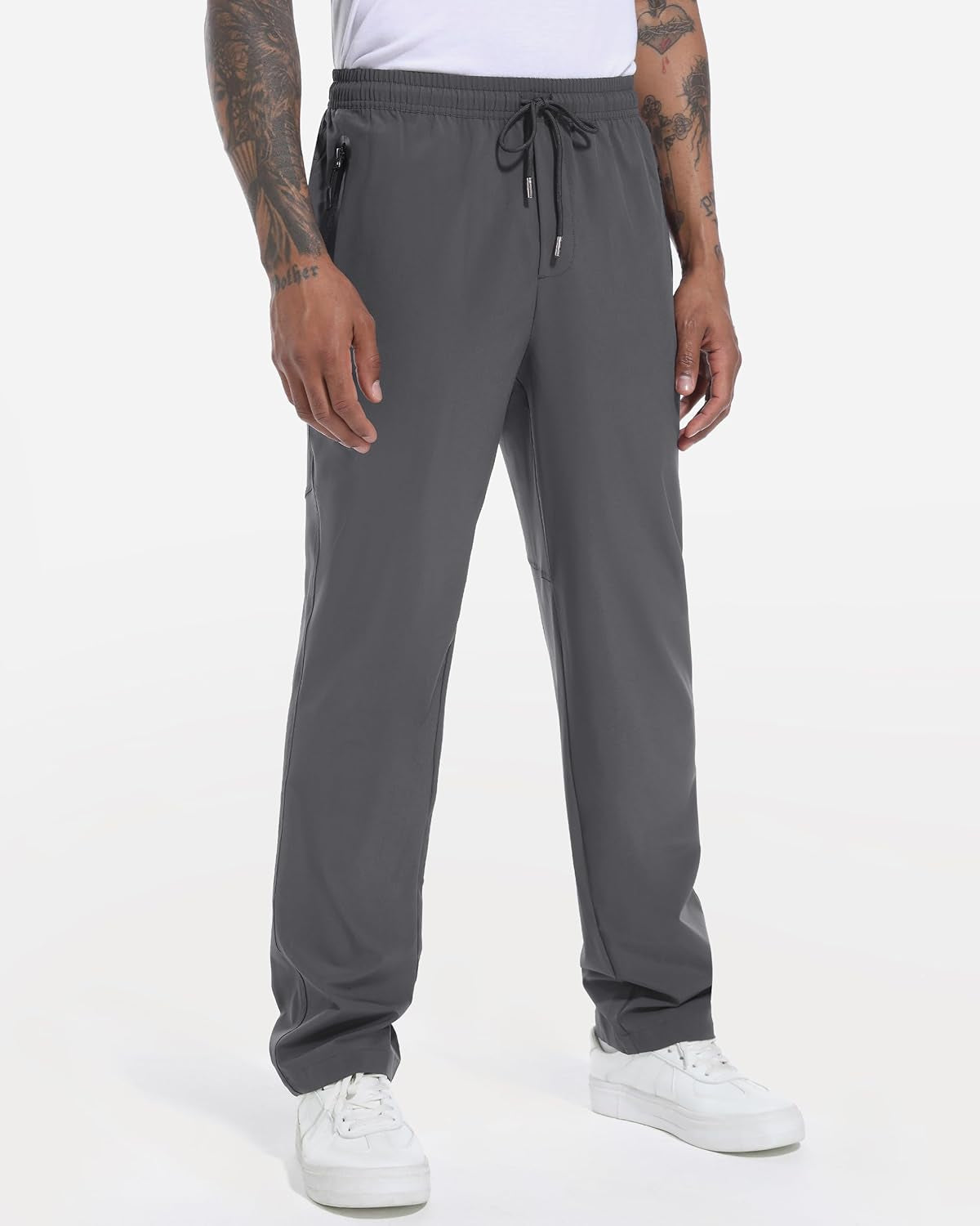 Men'S Running Pants Lightweight Quick Dry Hiking Jogger Sweatpants Zipper Pockets