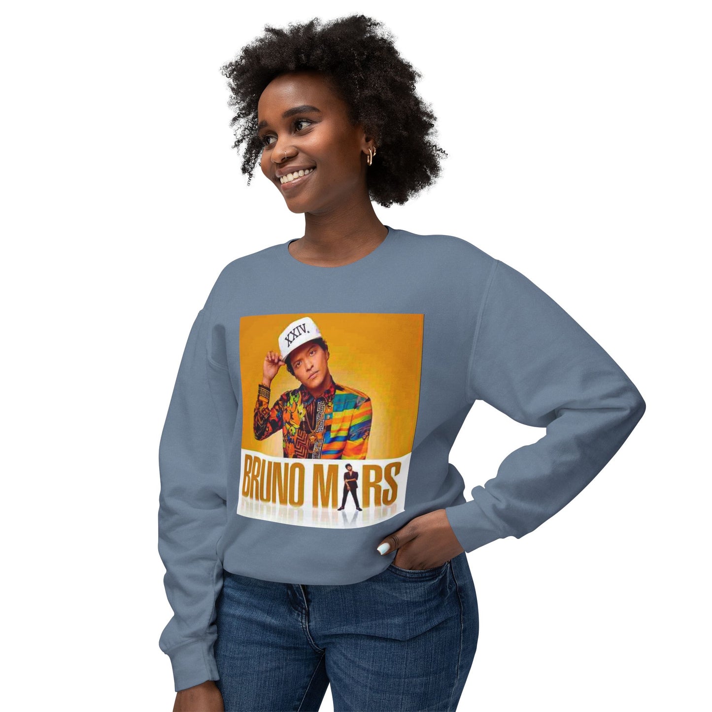 Bruno Mars Inspired Unisex Lightweight Crewneck Sweatshirt - Music Lover Gift, Casual Wear, Concert Outfit, Fan Merchandise, Trendy Apparel