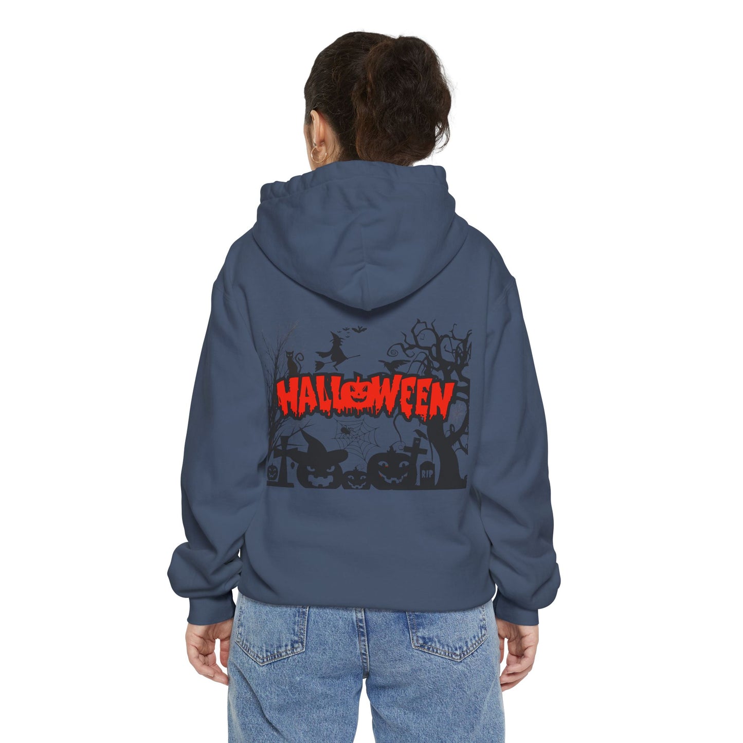 Halloween Unisex Garment-Dyed Hoodie | Cozy Fall Fashion, Spooky Gift for Adults, Perfect for Trick or Treating, Halloween Party Wear