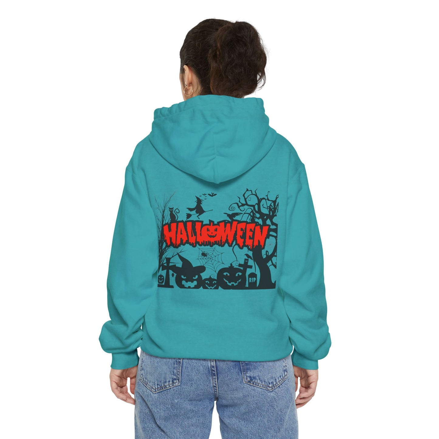 Halloween Unisex Garment-Dyed Hoodie | Cozy Fall Fashion, Spooky Gift for Adults, Perfect for Trick or Treating, Halloween Party Wear