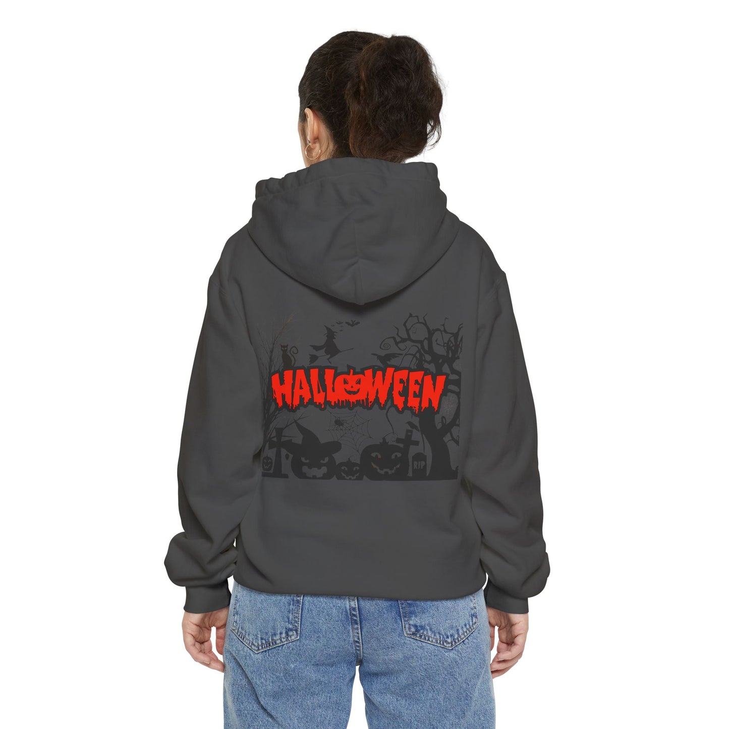 Halloween Unisex Garment-Dyed Hoodie | Cozy Fall Fashion, Spooky Gift for Adults, Perfect for Trick or Treating, Halloween Party Wear
