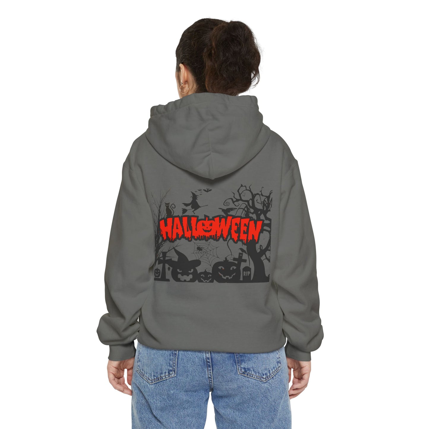 Halloween Unisex Garment-Dyed Hoodie | Cozy Fall Fashion, Spooky Gift for Adults, Perfect for Trick or Treating, Halloween Party Wear
