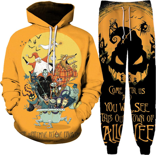 Halloween Mens Jack Hoodie Pant Set 3D Printed Sweatshirts Suit