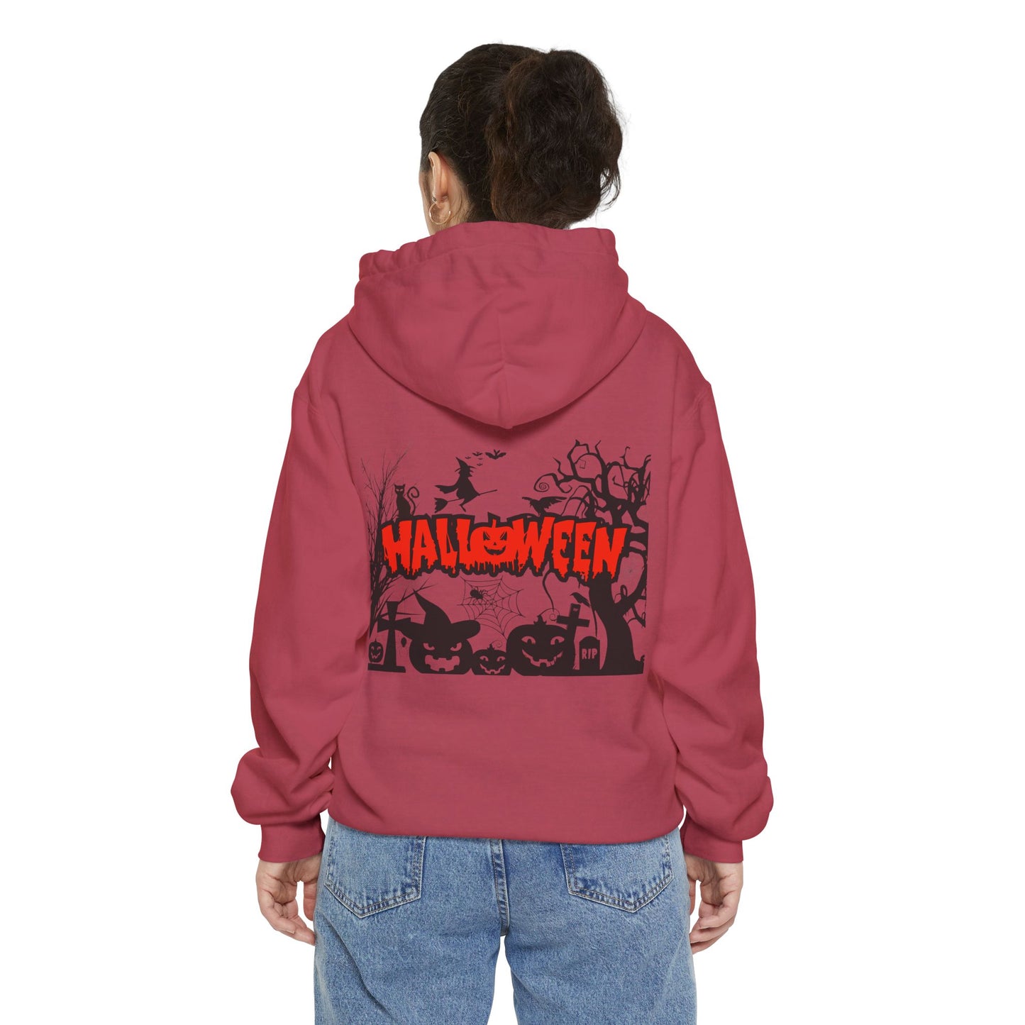 Halloween Unisex Garment-Dyed Hoodie | Cozy Fall Fashion, Spooky Gift for Adults, Perfect for Trick or Treating, Halloween Party Wear