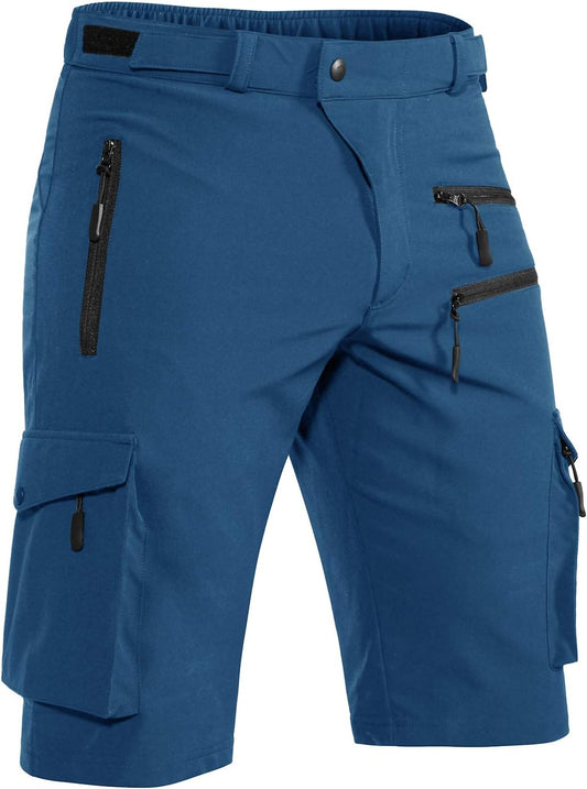 Men'S Mountain Bike Shorts Stretch Hiking Cargo Shorts Quick Dry with Zipper Pocket for Bicycle Cycling Casual Golf