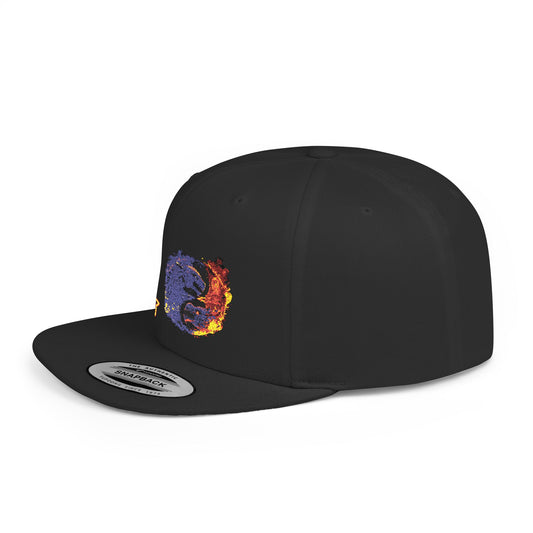 Yin Yang Flat Bill Snapback Hat, Trendy Cap, Streetwear Accessories, Gift for Him, Sports and Casual Wear