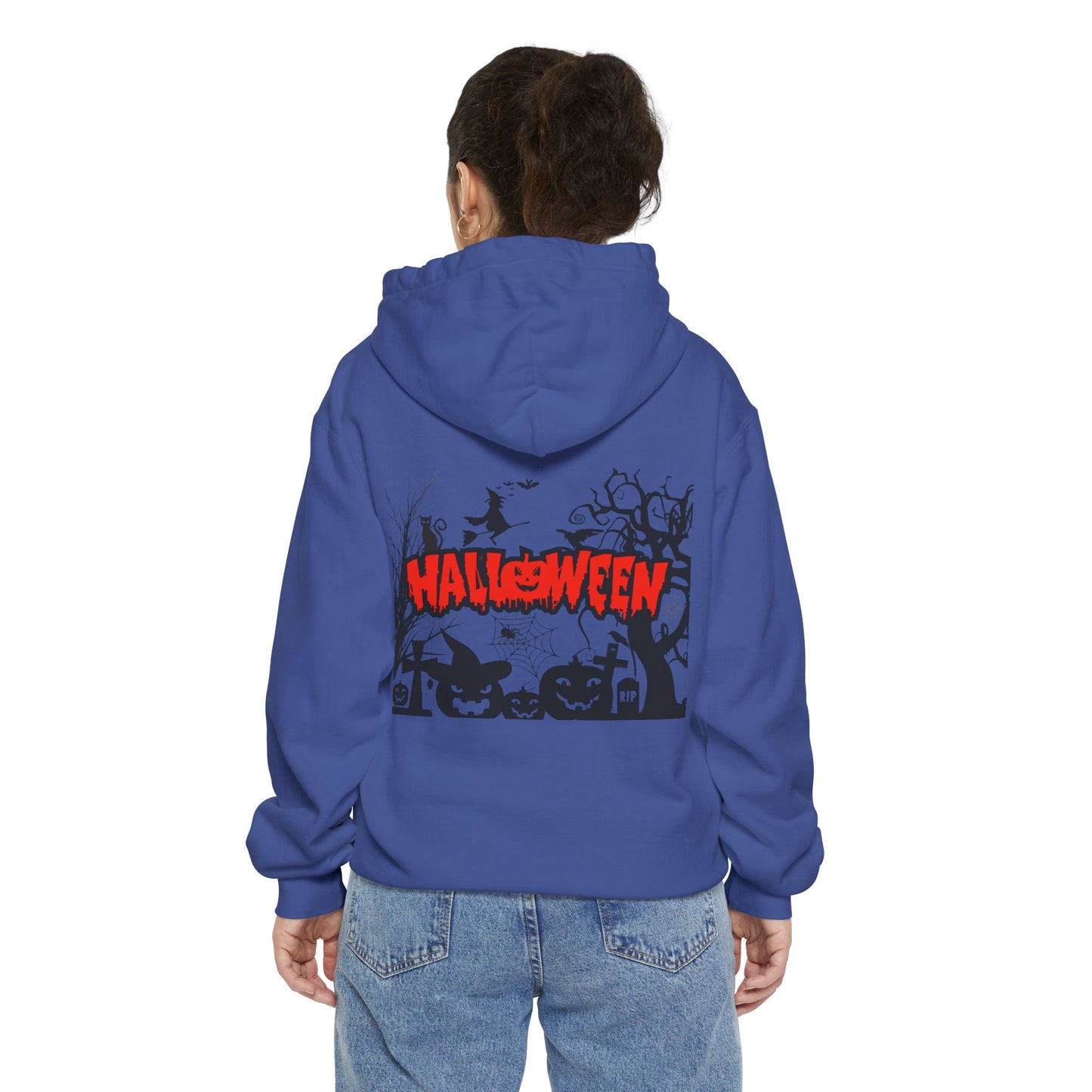 Halloween Unisex Garment-Dyed Hoodie | Cozy Fall Fashion, Spooky Gift for Adults, Perfect for Trick or Treating, Halloween Party Wear