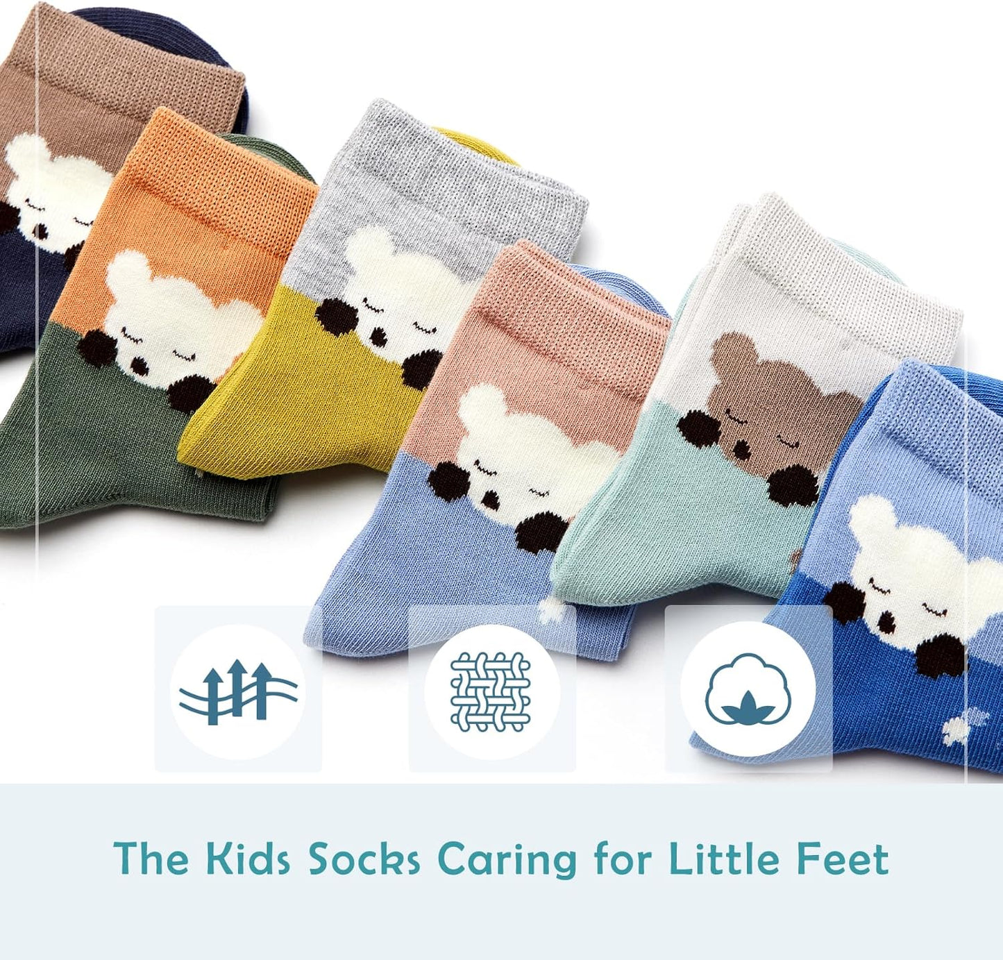 Boys Seamless Toe Socks Kids Cotton Crew Socks Colorful Quarter Socks