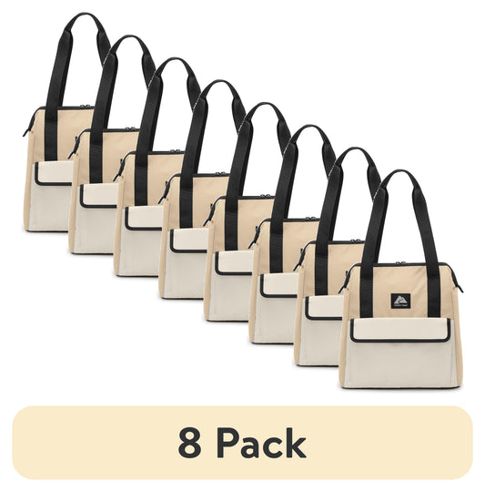(8 Pack)  24 Can Wide Mouth Soft Cooler Tote, Tan, 16.9 Quart Volume Capacity