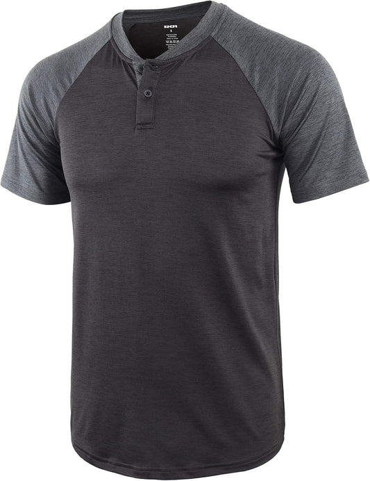 Men'S Performance Lightweight Vintage Quick Dry Athletic Active Outdoor Hiking Henley T-Shirts