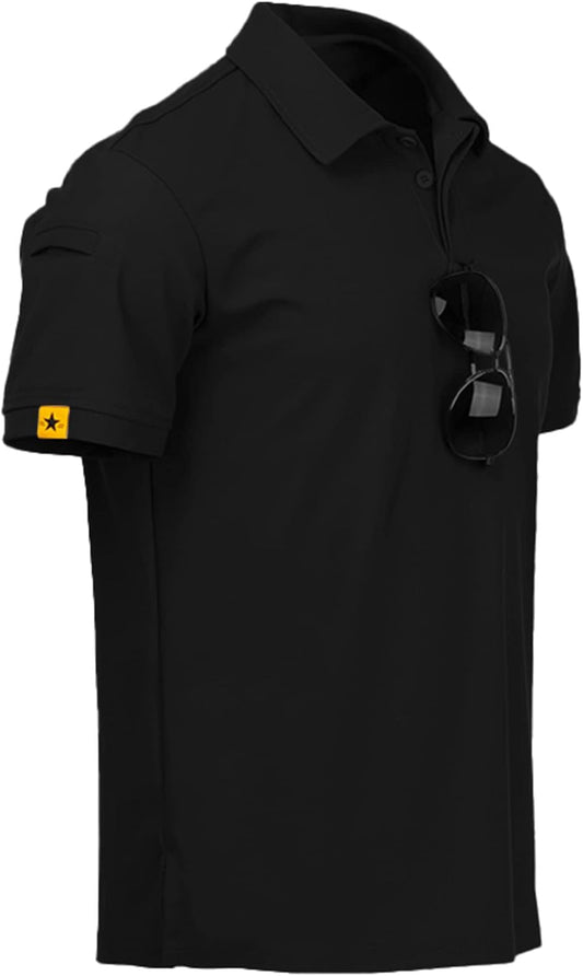 Black Polo Shirts for Men Golf Shirts Short Sleeve Collared Casual Stylish Shirts 3XL