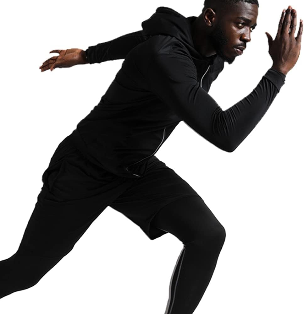 5Pcs Men'S Compression Pants Shirt Top Long Sleeve Jacket Athletic Sets Gym Clothing Mens Workout