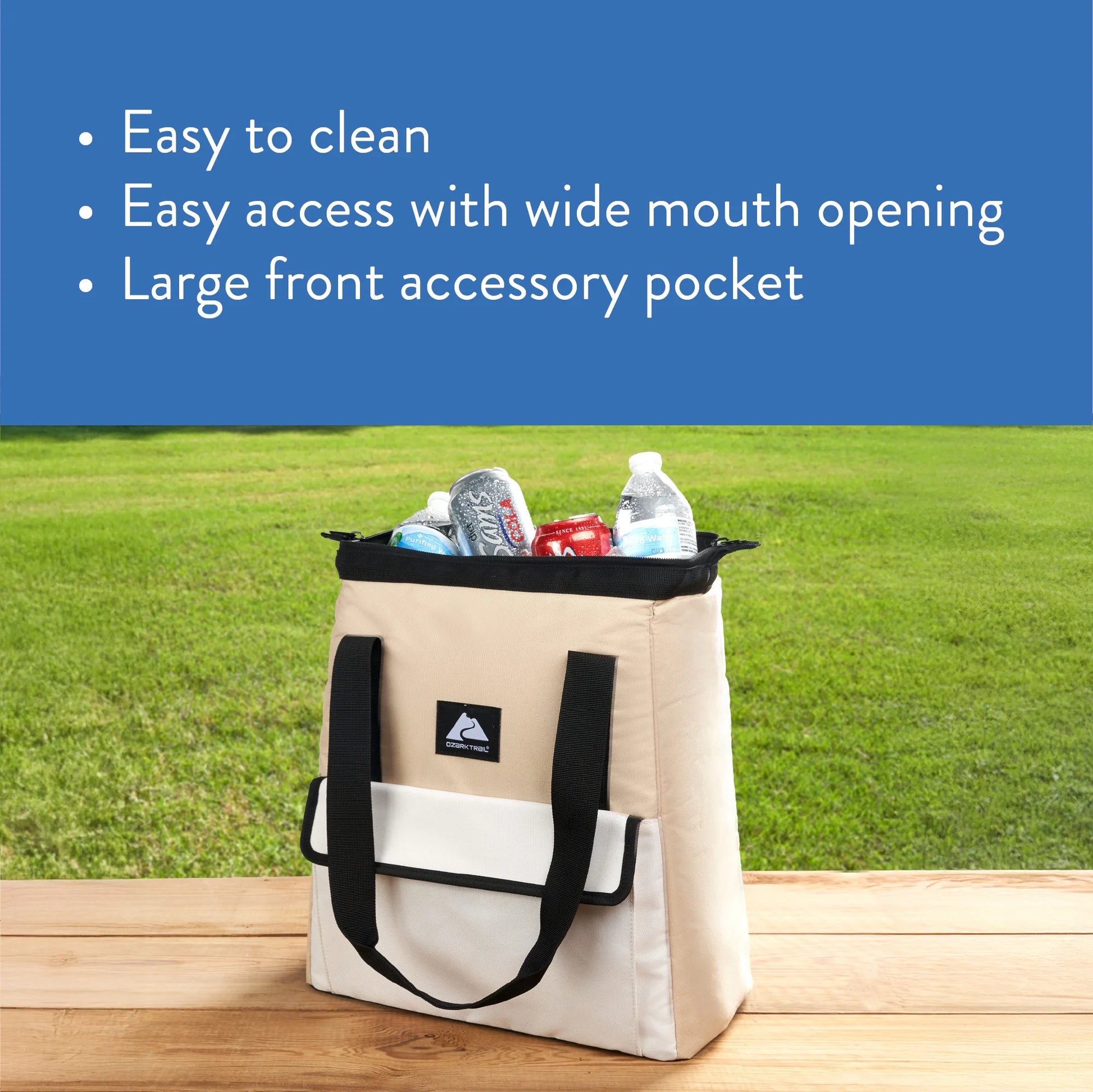 (8 Pack)  24 Can Wide Mouth Soft Cooler Tote, Tan, 16.9 Quart Volume Capacity